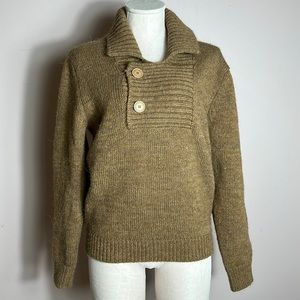 United Colors of Benetton Brown Pull on Sweater Cowl Neck size small alpaca